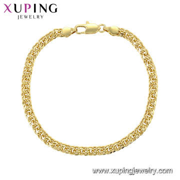 75474 xuping moda jóias de alta qualidade banhado a ouro pulseira cadeia mão estilo simples